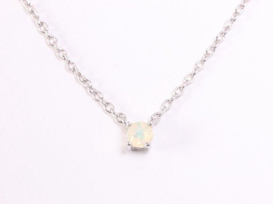 Fijne zilveren anker ketting met Ethiopische opaal afbeelding 1