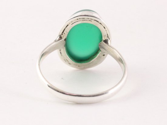 Ovale zilveren ring met groene onyx afbeelding 3