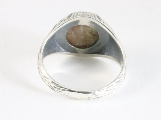 Bewerkte zilveren ring met parelmoer afbeelding 3