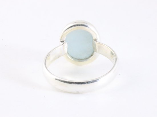 Hoogglans zilveren ring met aquamarijn afbeelding 3