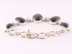 Zilveren armband met grote zwarte psilomelaan stenen afbeelding 3