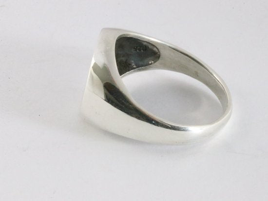 Zilveren zegelring met lotus bloem afbeelding 2