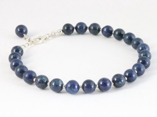 Armband van lapis lazuli en zilveren kralen afbeelding 2