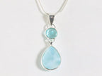 Zilveren hanger met larimar en blauwe topaas aan ketting afbeelding 2