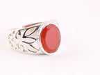 Opengewerkte zilveren ring met carneool afbeelding 1