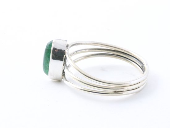 Opengewerkte zilveren ring met jade afbeelding 2