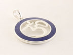 Ronde zilveren hanger met ohm teken en lapis lazuli afbeelding 2