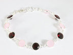 Zilveren armband met rozenkwarts en granaat afbeelding 1