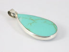 Druppelvormige zilveren hanger met groene turkoois afbeelding 2