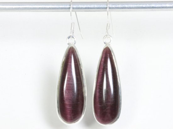 Lange zilveren oorbellen met zwarte opaal afbeelding 4