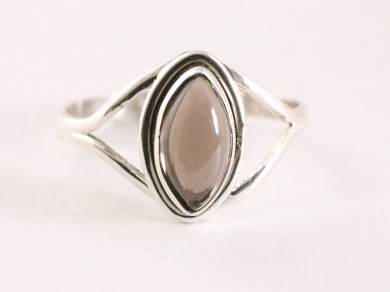 Fijne zilveren ring met rookkwarts afbeelding 4