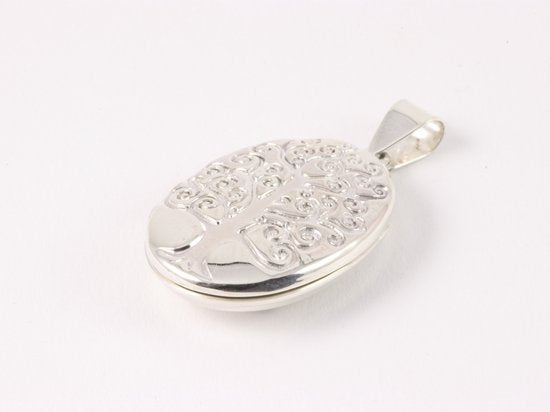 Ovaal zilveren medaillon met levensboom afbeelding 2