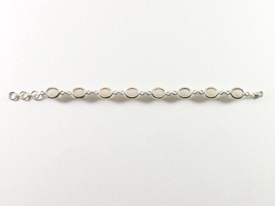 Zilveren schakelarmband met aqua chalcedoon afbeelding 4