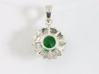 Ronde zilveren hanger met groene saffier en marcasiet afbeelding 3