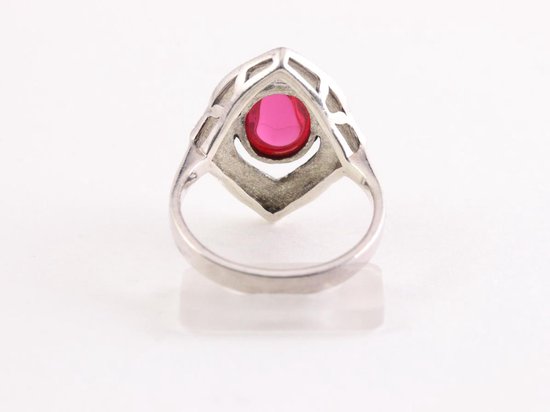 Zilveren ring met robijn en marcasiet afbeelding 3