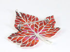 Grote zilveren esdoorn blad broche met emaille afbeelding 3