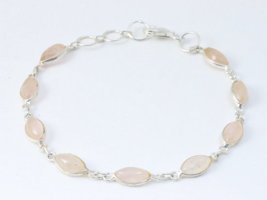 Fijne zilveren armband met rozenkwarts afbeelding 1