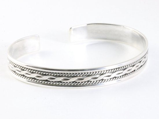 Zilveren klemarmband met kruiskabel patronen afbeelding 1