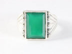 Bewerkte rechthoekige zilveren ring met groene onyx afbeelding 4