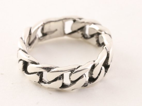 Zilveren ring met gourmet schakels afbeelding 3