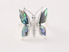 Zilveren vlinder ring met abalone schelp afbeelding 2