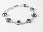 Bewerkte zilveren schakelarmband met smaragd afbeelding 2