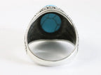 Zware bewerkte zilveren ring met blauwe turkoois afbeelding 3