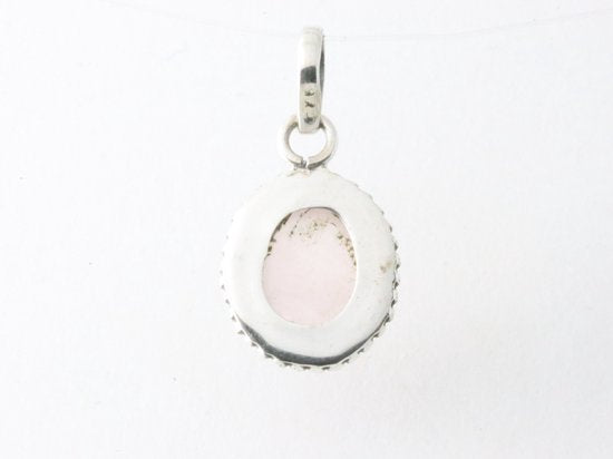 Fijne bewerkte ovale zilveren hanger met rozenkwarts afbeelding 3