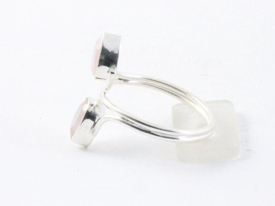 Fijne zilveren ring met rozenkwarts afbeelding 2