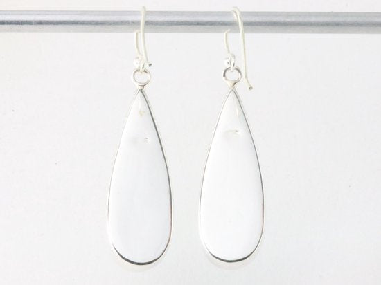 Lange druppelvormige zilveren oorbellen met blauwe turkoois afbeelding 3