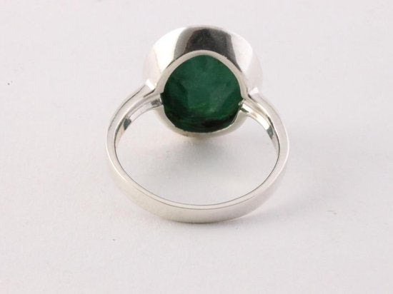 Ovale zilveren ring met smaragd afbeelding 3