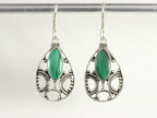 Opengewerkte zilveren oorbellen met malachiet afbeelding 4