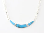Hoogglans zilveren collier met blauwe turkoois afbeelding 1