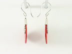 Bewerkte zilveren oorbellen met rode koraal steen afbeelding 2