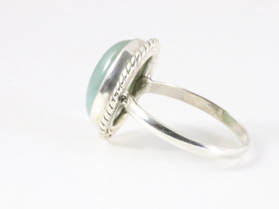 Bewerkte ovale zilveren ring met aquamarijn afbeelding 2
