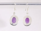 Bewerkte ovale zilveren oorbellen met amethist afbeelding 3