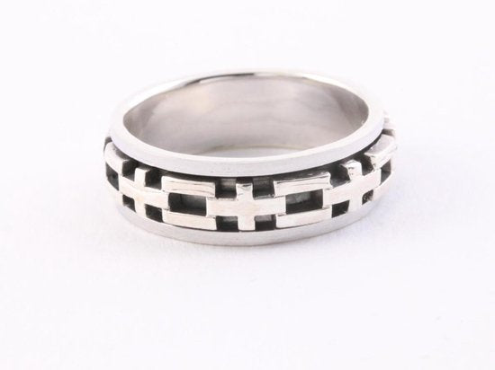 Zilveren geluksring met plustekens afbeelding 1