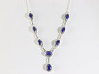 Bewerkte zilveren ketting met blauwe saffier afbeelding 5