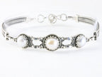 Bewerkte zilveren armband met zoetwater parels afbeelding 1