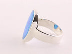Ovale hoogglans zilveren ring met Australische opaal afbeelding 2