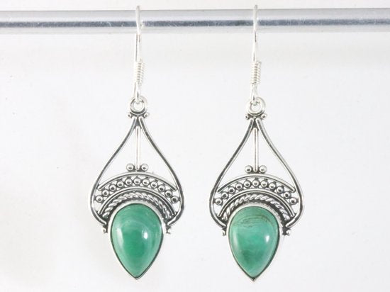 Opengewerkte zilveren oorbellen met malachiet afbeelding 4