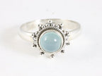 Fijne bewerkte zilveren ring met aqua chalcedoon afbeelding 4