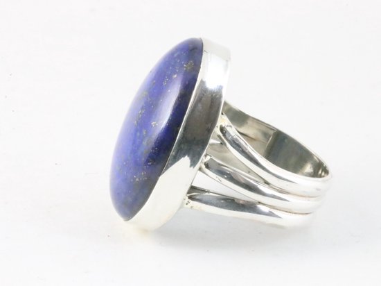 Grote ovale zilveren ring met lapis lazuli afbeelding 2