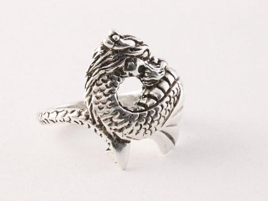 Zilveren draak ring afbeelding 1