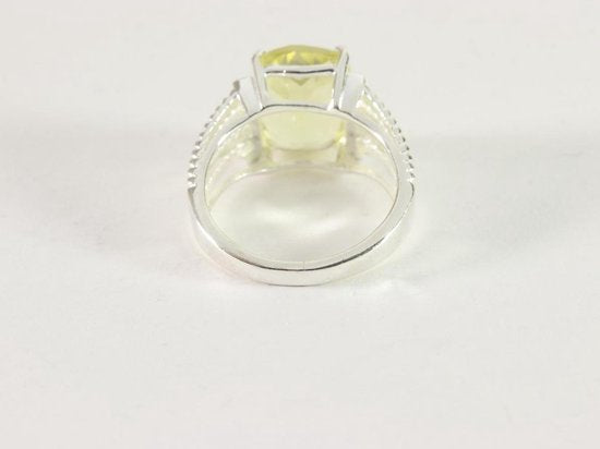 Opengewerkte zilveren ring met lemonkwarts afbeelding 2