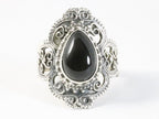 Bewerkte zilveren ring met onyx afbeelding 4