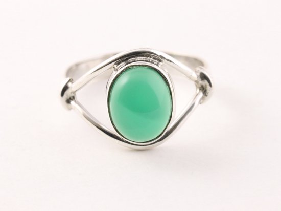 Opengewerkte zilveren ring met groene onyx afbeelding 4