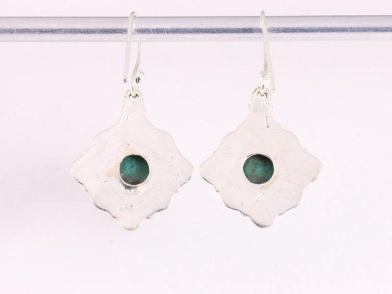Bewerkte zilveren oorbellen met turkoois afbeelding 3