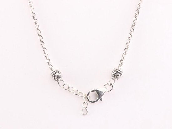 Zilveren ketting met blauwe turkoois en marcasiet afbeelding 4