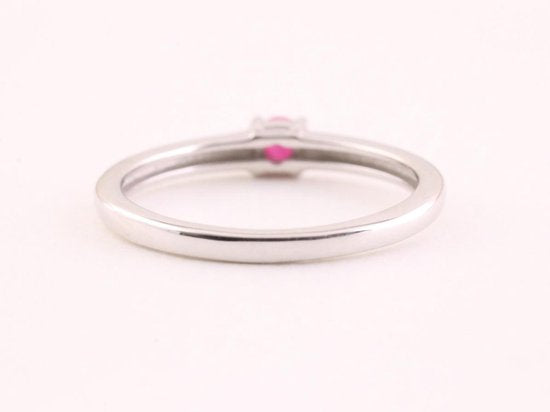 Fijne hoogglans zilveren ring met robijn afbeelding 3